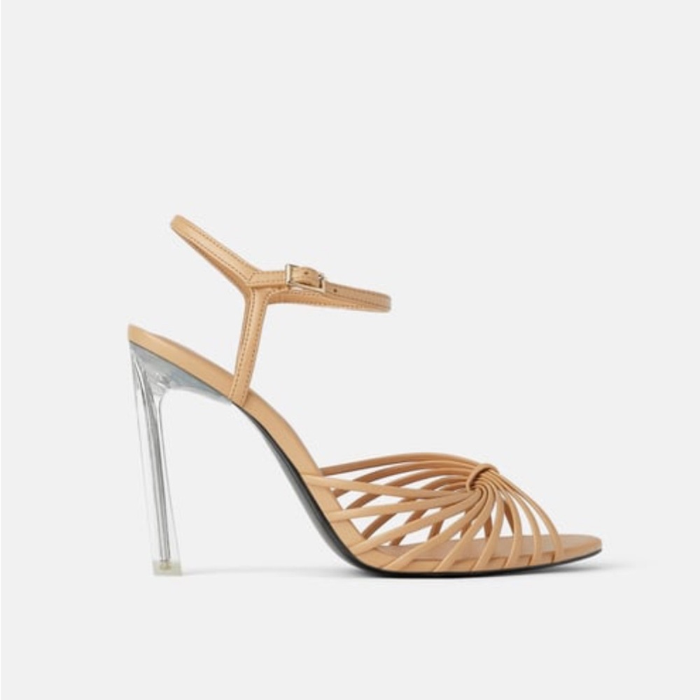 Zara Nude Twist Sandal with Methacrylate Heels